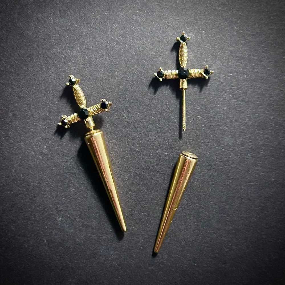 Gold Cross Stud Earrings